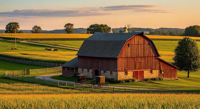 Classic wooden barn on Lancaster County farmland